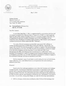 Division of Trading and Markets No-Action Letter: National Bank of Greece S.A.