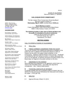 [removed]STATE OF CALIFORNIA Edmund G. Brown, Jr., Governor  SAN JOAQUIN RIVER CONSERVANCY