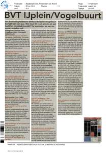 Publicatie Datum cm2 : Stadsblad Echo Amsterdam ed. Noord : 25 jun 2014