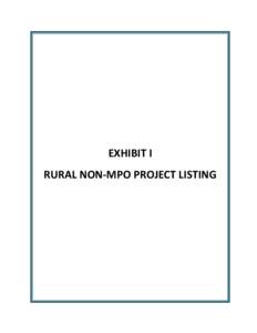 EXHIBIT I RURAL NON-MPO PROJECT LISTING 2014 Federal StatewideTransportation Improvement Program Rural Non-MPO Region ALPINE COUNTY