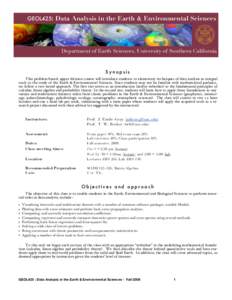 GEOL425:  Data Analysis in the Earth & Environmental Sciences Department of Earth Sciences, University of Southern California