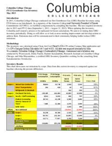 Columbia College Chicago FY12 Greenhouse Gas Inventory May 2013