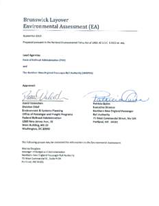 Brunswick Layover Environmental Assessment September 2013 Table of Contents 1