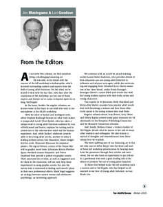 Jim Blasingame & Lori Goodson From the Editors  A