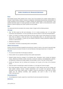 Author’s Guidelines for Manuscript Submission  Scope Plant Mutation Reports (PMR) publishes (mini) reviews, short communications and complete research papers in all areas of plant mutation research, focusing on mutagen