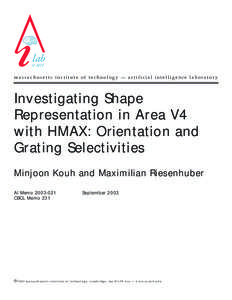 @ MIT  massachusetts institute of technology — artificial intelligence laboratory Investigating Shape Representation in Area V4