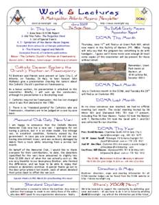 A Metropolitan Atlanta Masonic Newsletter [removed] In This Issue  June 2009