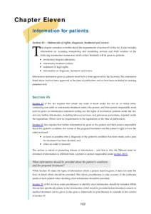 Chapter Eleven Information for patients Section 45 – Statements of rights, diagnosis, treatment and review T