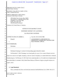 Case3:14-cr[removed]CRB Document247 Filed03[removed]Page1 of 7  1 MELINDA HAAG (CABN[removed]United States Attorney 2 DAVID R. CALLAWAY (CABN[removed])