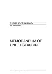 CHARLES STURT UNIVERSITY KALPARRIN INC. MEMORANDUM OF UNDERSTANDING