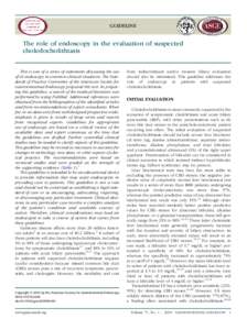 The role of endoscopy in the evaluation of suspected choledocholithiasis