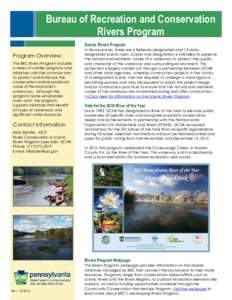 Bureau of Recreation and Conservation Rivers Program Scenic Rivers Program Program Overview: The BRC Rivers Program includes