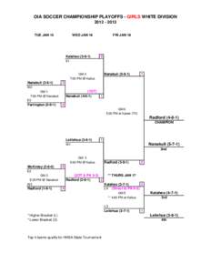 OIA SOCCER CHAMPIONSHIP PLAYOFFS - GIRLS WHITE DIVISION[removed]TUE JAN 15 WED JAN 16