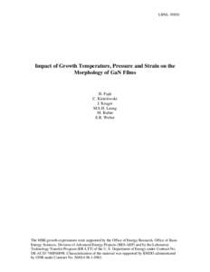 LBNL[removed]Impact of Growth Temperature, Pressure and Strain on the Morphology of GaN Films  H. Fujii