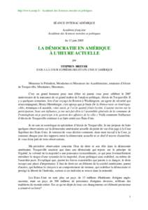 http://www.asmp.fr - Académie des Sciences morales et politiques.  SÉANCE INTERACADÉMIQUE Académie française Académie des Sciences morales et politiques du 13 juin 2005