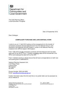 The Chief Planning Officer Local Authorities in England Date: 25 September 2012 Dear Colleague