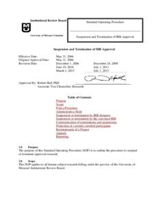 Microsoft Word - SOP - Suspension and Termination of IRB Approval.doc