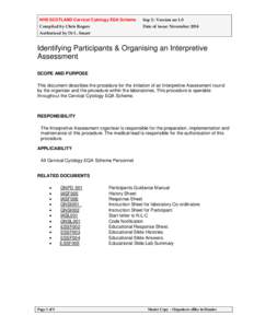 NHS SCOTLAND Cervical Cytology EQA Scheme  Sop 2 : Version no 1.0 Compiled by Chris Rogers