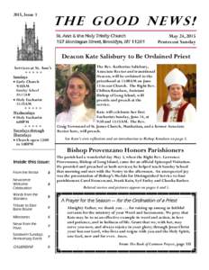 2015, Issue 3  THE GOOD NEWS! St. Ann & the Holy Trinity Church 157 Montague Street, Brooklyn, NY 11201