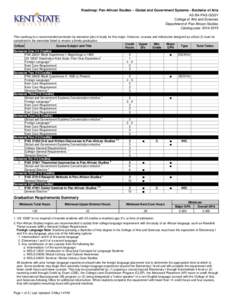 Roadmap: Pan-African Studies – Global and Government Systems - Bachelor of Arts AS-BA-PAS-GGSY College of Arts and Sciences Department of Pan-African Studies Catalog year: [removed]This roadmap is a recommended semest