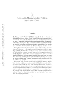 1 Notes on the Missing Satellites Problem arXiv:1009.4505v1 [astro-ph.CO] 23 SepJames. S. Bullock (UC Irvine)