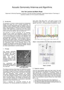 Acoustic Goniometry Antennas and Algorithms Eric Van Lancker and Mario Rossi Department of Electrical Engineering, Laboratory of Acoustic and Electromagnetism, Swiss Federal Institute of Technology of Lausanne, Ecublens 