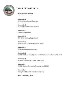    TABLE	
  OF	
  CONTENTS:	
   WASC	
  Interim	
  Report	
    Appendix	
  A	
  	
  