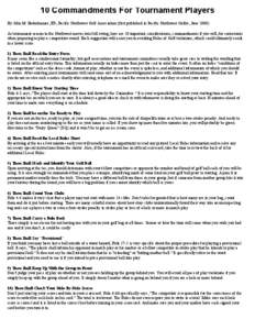 10 Commandments For Tournament Players By John M. Bodenhamer, ED, Pacific Northwest Golf Association (first published in Pacific Northwest Golfer, June[removed]As tournament season in the Northwest moves into full swing, h