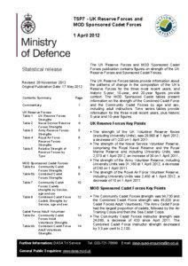 TSP7 - UK Reserve Forces and MOD Sponsored Cadet Forces 1 April 2012