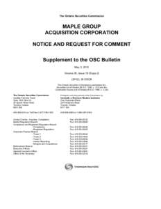 Notice and Request for Comment: Maple Group Acquisition Corporation