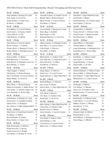 2014 NSAA Class C Boys Golf Championship - Round 2 Groupings and Starting Times Tee #1 9:30 am  Score