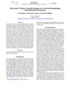 The Listenn Project: Acoustic Ecology as a Tool for Remediating Environmental Awareness Garth Paine, Leah Barclay, Sabine Feisst, Daniel Gilfillan Arizona State University Tempe, AZ, USA , leah.barclay