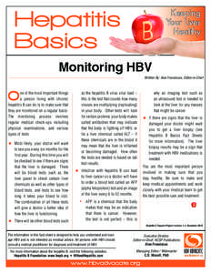 HBV Basics - Monitoring HBV