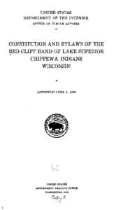 Constitution and Bylaws of the Red Cliff Band of Lake Superior Chippewa Indians