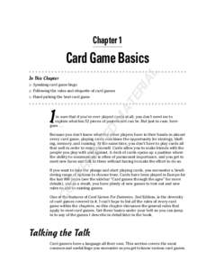 Chapter 1  AL Card Game Basics  Speaking card game lingo