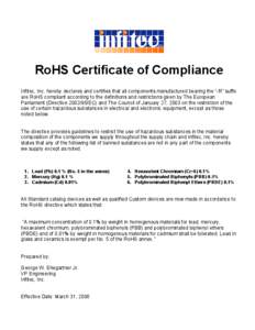 Microsoft Word - Infitec RoHS Compliance Statement.doc