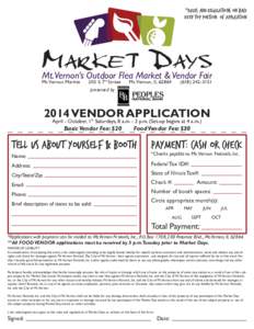 **Rules and regulations on back keep top portion of application Market Days Mt.Vernon’s Outdoor Flea Market & Vendor Fair