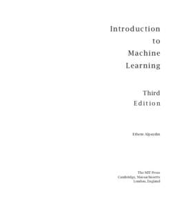 Introduction to Machine Learning, third edition