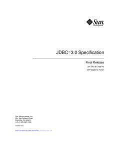 JDBC™ 3.0 Specification Final Release Jon Ellis & Linda Ho