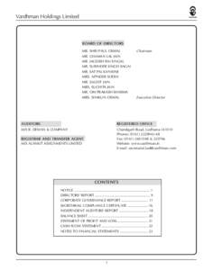 Business / Board of directors / Articles of association / Corporate law / Corporation / Private company limited by shares / Vardhman Group of Companies / Corporate governance / Clause 49 / Corporations law / Private law / Law