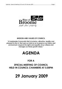 Agenda - Special Meeting of Council 29 JanuaryPage 1 MISSION AND VALUES OF COUNCIL 