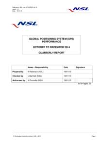 Reference: NSL_IAA-GPS-SPSP-Q4-14 Issue: 1.A Date: GLOBAL POSITIONING SYSTEM (GPS) PERFORMANCE