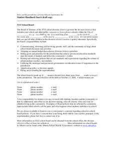 1  Roles and Responsibilities of School Boards Information Kit Student Handbook Insert draft copy