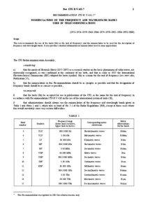 V[removed]Nomenclature of the frequency and wavelength bands used in telecommunications