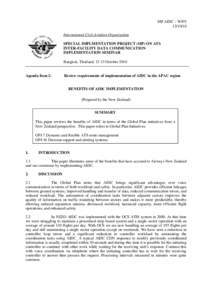 SIP AIDC – WP[removed]International Civil Aviation Organization SPECIAL IMPLMENTATION PROJECT (SIP) ON ATS INTER-FACILITY DATA COMMUNICATION IMPLEMENTATION SEMINAR