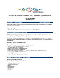 nd  2 ANNUAL BEAUFORT DELTA REGIONAL SKILLS COMPETITION – SCOPE DOCUMENT ELECTRICAL WIRING