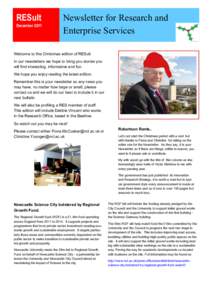 RESult December 2011 Newsletter for Research and Enterprise Services