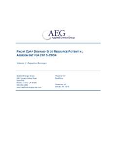 PACIFICORP DEMAND-SIDE RESOURCE POTENTIAL ASSESSMENT FORVolume 1: Executive Summary Applied Energy Group 500 Ygnacio Valley Road