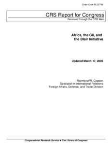 Africa, the G8, and the Blair Initiative