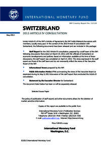 IMF Country Report No[removed]SWITZERLAND May[removed]ARTICLE IV CONSULTATION